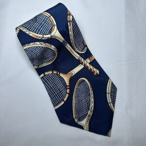 Vintage  Nicole Miller Mens Designer Tennis Racquet Themed Silk Tie 1994